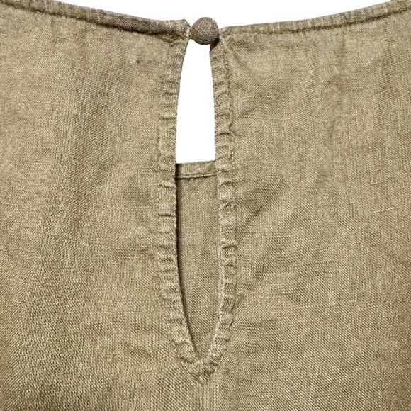 Chico’s 100% Linen Short Cuffed Sleeve Boxy Boho Lagenlook Keyhole Back Blouse - Picture 10 of 13